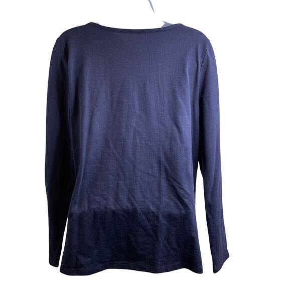 Talbots Navy Sailboat La Mer Long Sleeve Top Size M Beach‎ Summer Nautical - Picture 2 of 10